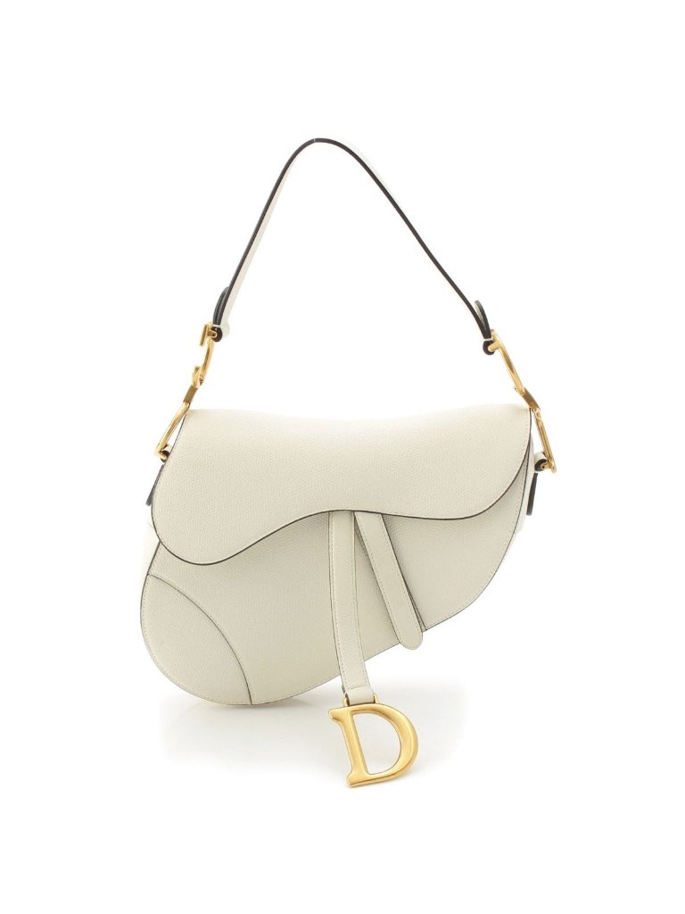 Dior Saddle Shoulder Bag White Latte Leather